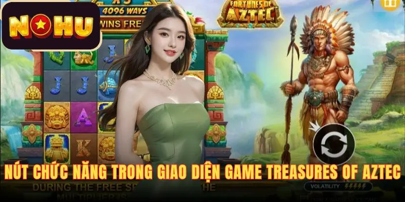 Các nút chức năng trong giao diện game Treasures of Aztec